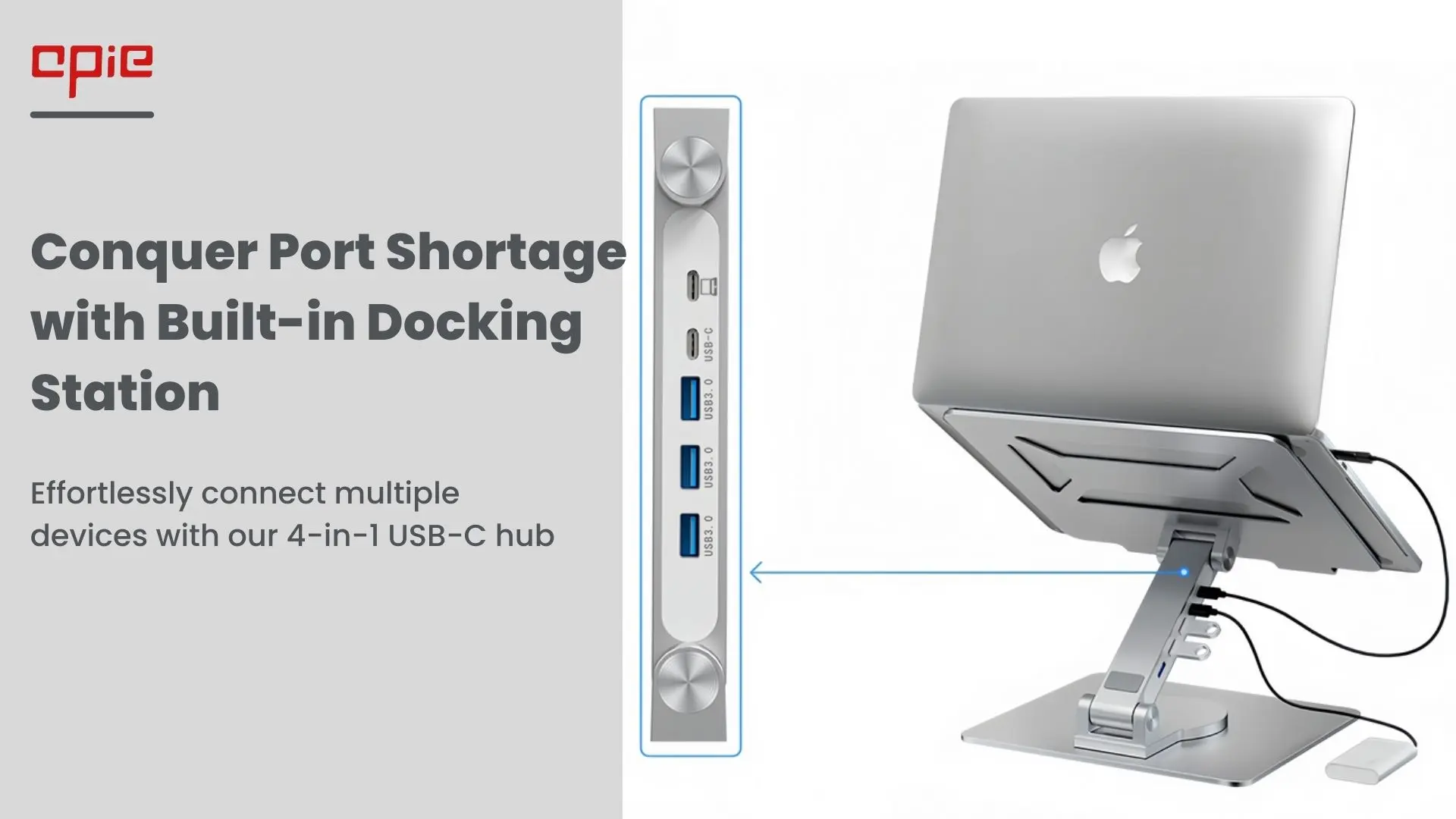 Opie Laptop Stand Conquer Port Shortage with Built-in Opie Docking Station